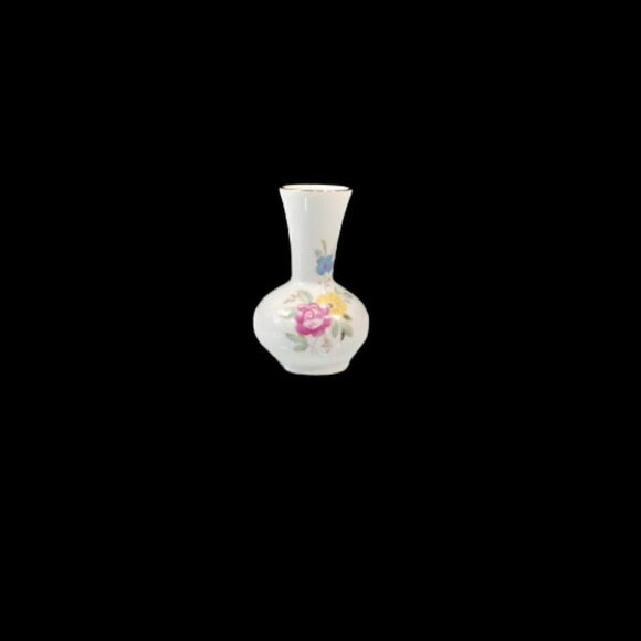 Decorative China Mini Vase with Pink Yellow Blue Flowers Porcelain Ceramic - Picture 2 of 7
